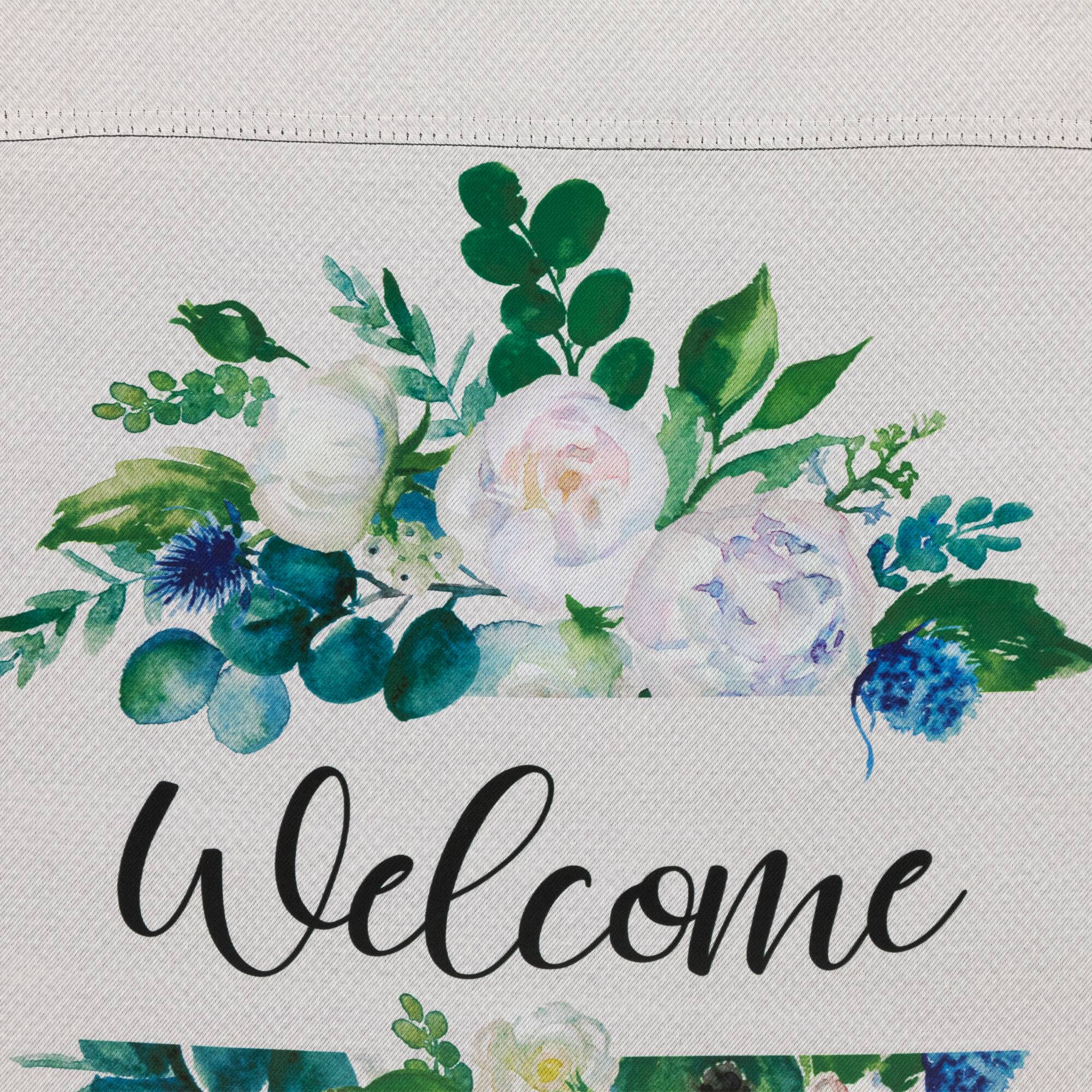 Alt View 3. Northlight - Mixed Florals "Welcome" Spring Outdoor Garden Flag 18" x 12.5" - Ivory.