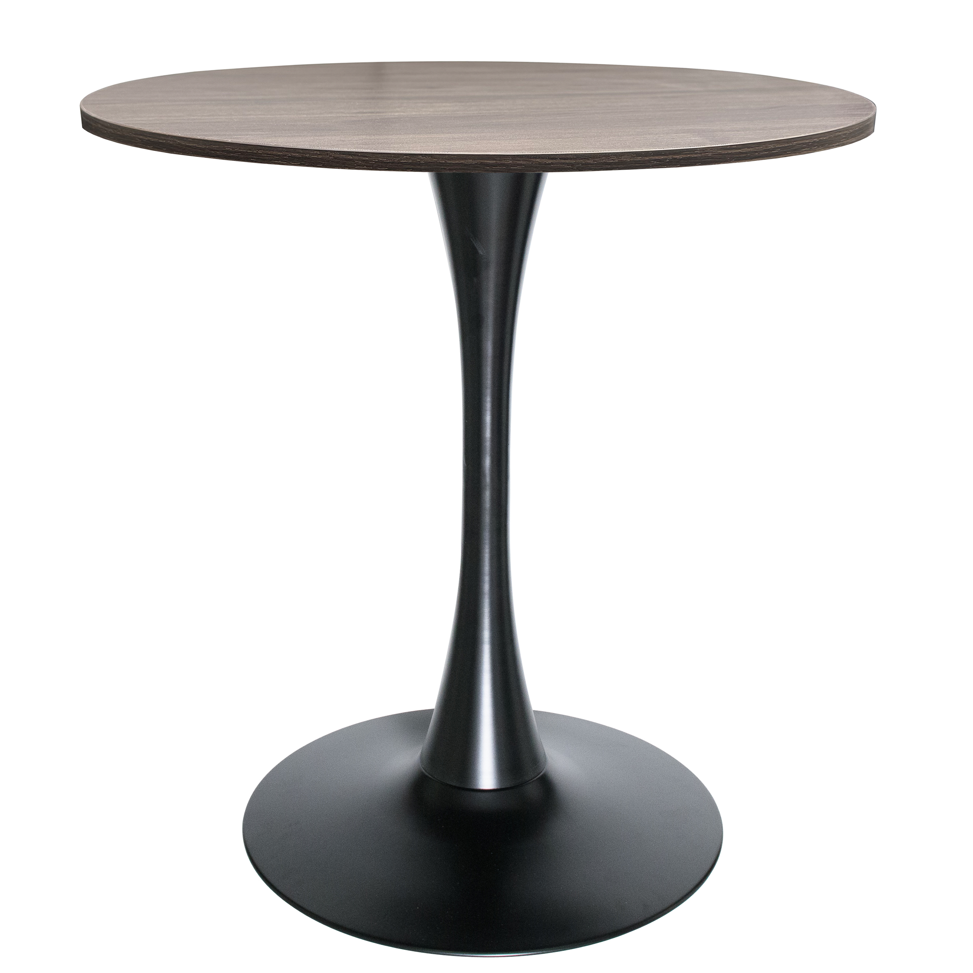 Alt View 2. LeisureMod - Bristol 27" Round MDF/Sintered Stone Dining Table - Modern Scratch-Resistant Pedestal Kitchen Table - MDF - Dark Walnut.