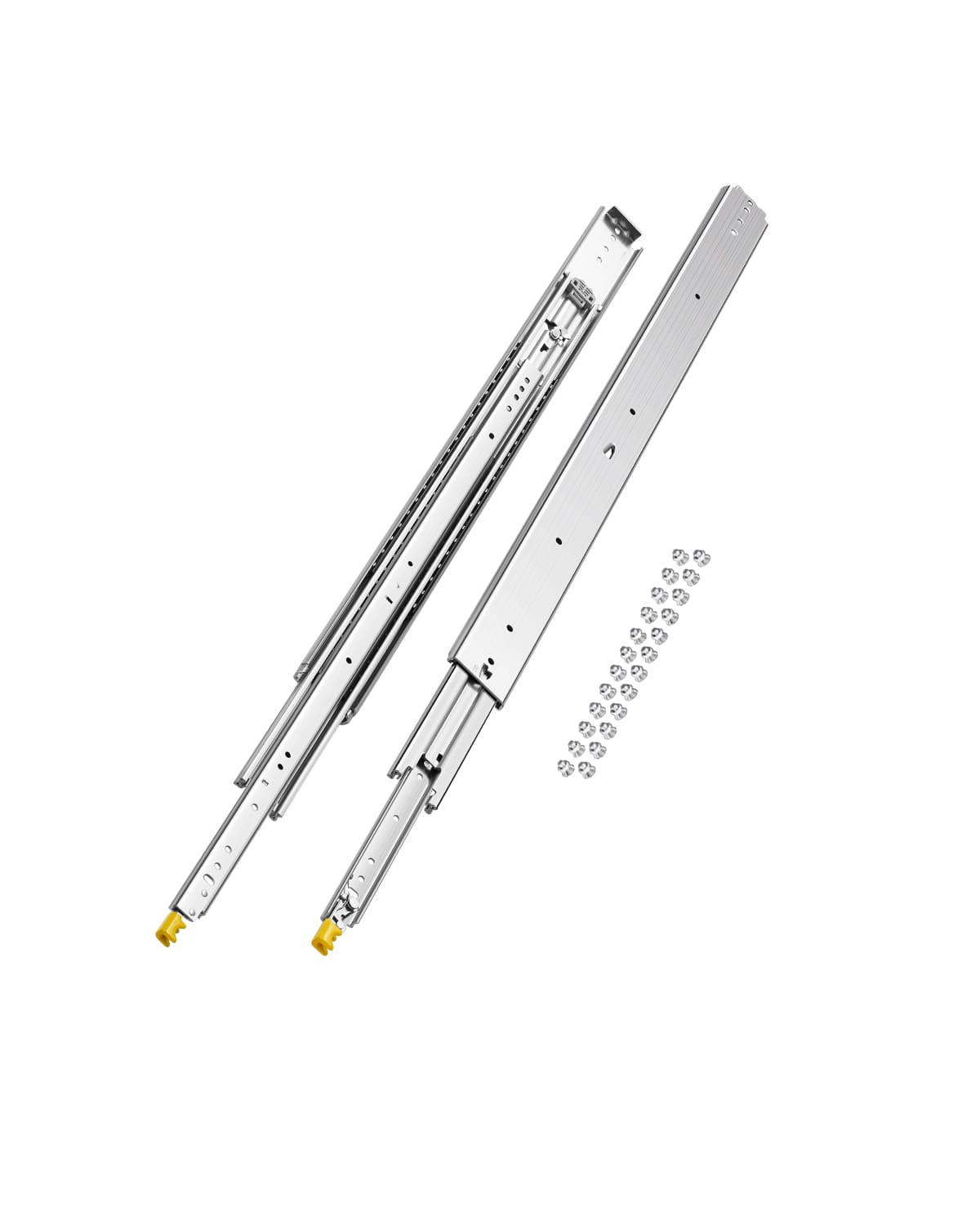 VEVOR - 1 Pair Full Extension Drawer Slides 18 20 22 28 30 32 36 38 40 44 48 52 56 60 in, 500 lbs Load Capacity Locking Drawer - Silver