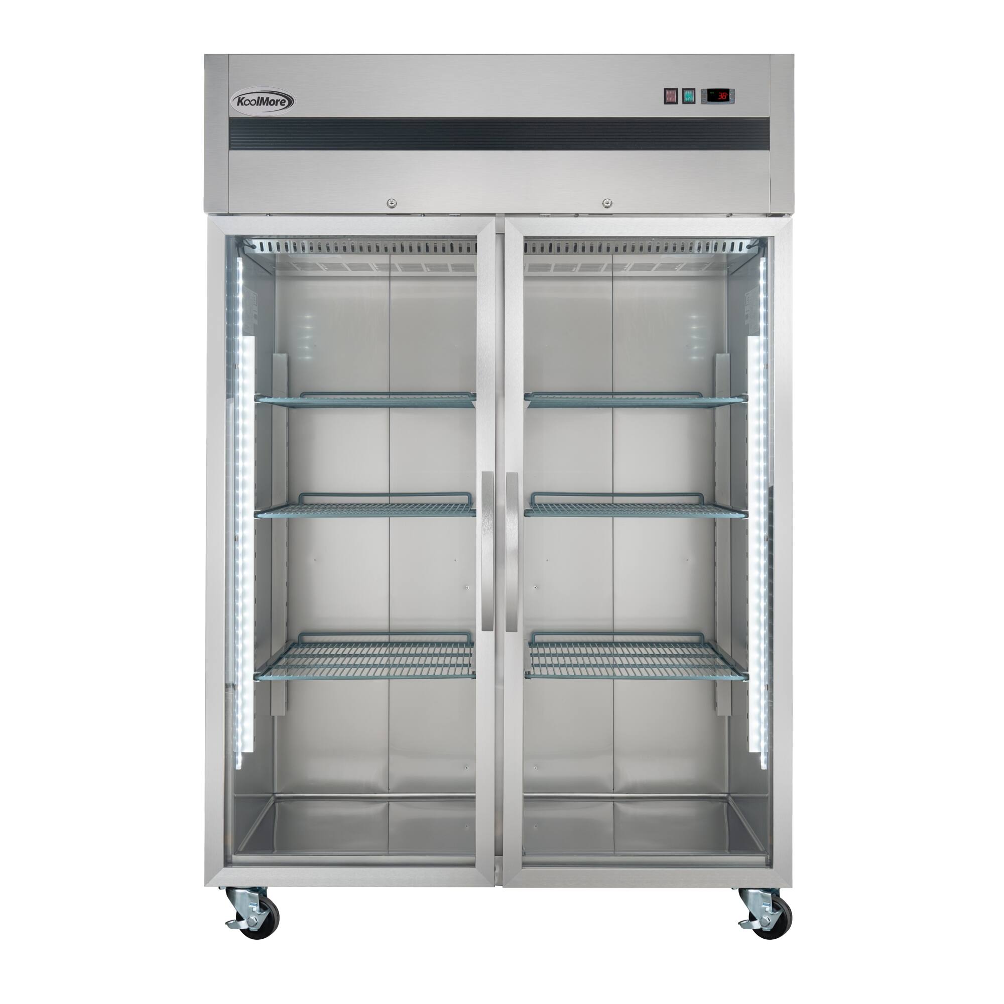 Alt View 2. Koolmore - 54 in. Two-Glass-Door Commercial Reach-In Refrigerator with Top-Mounted Compressor, 49 cu. ft. in Stainless-Steel - Stainless steel.