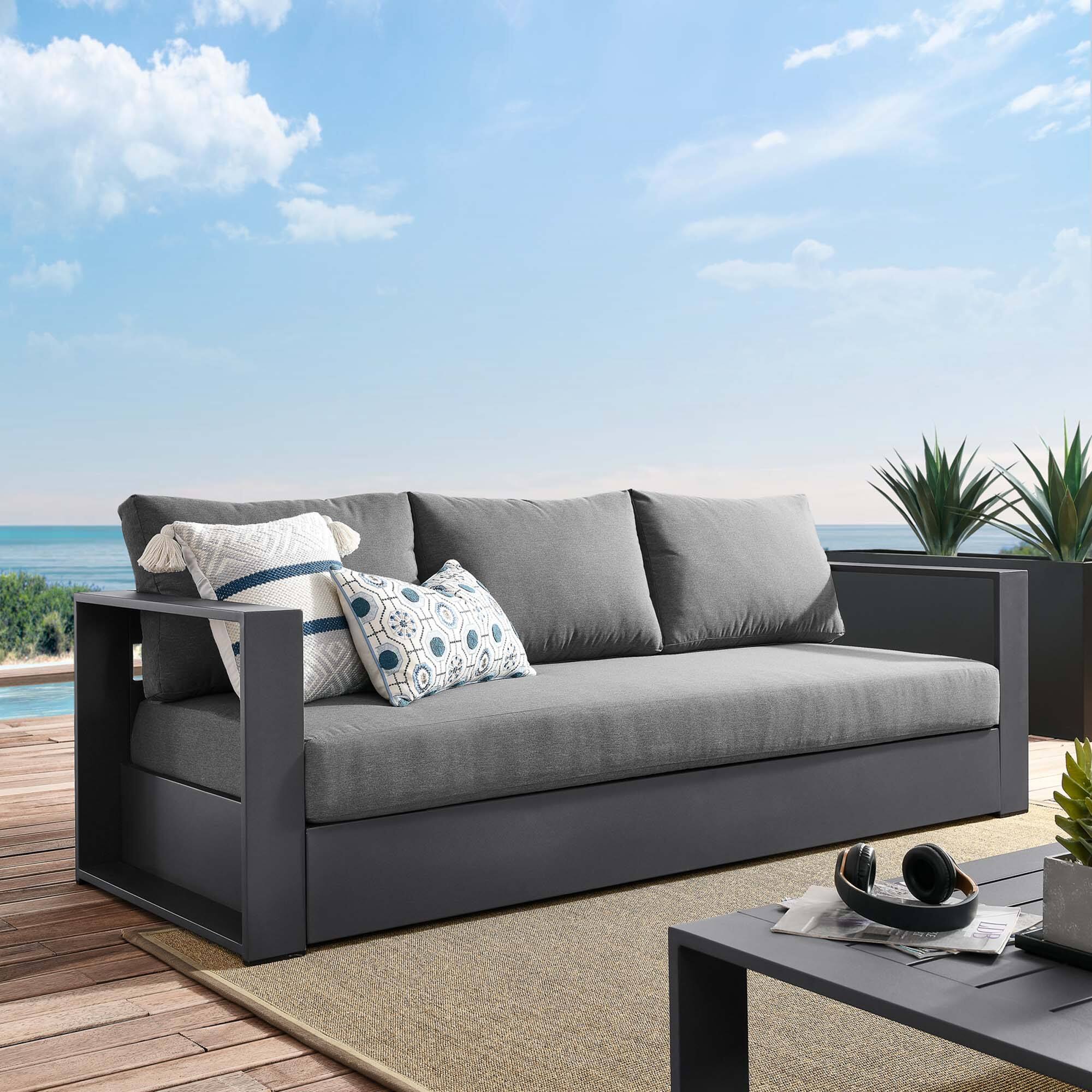 Tahoe Outdoor Patio Powder-Coated Aluminum Sofa by Modway - Gray Charcoal