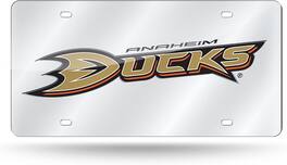 Rico Industries - Anaheim Ducks NHL Logo Silver Mirror Look LASER License Plate - Multi