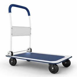 Sugift - 330 lbs Foldable Push Cart Dolly, Heavy Duty Flat Bed Hand Truck with 360° Swivel Wheels - Blue