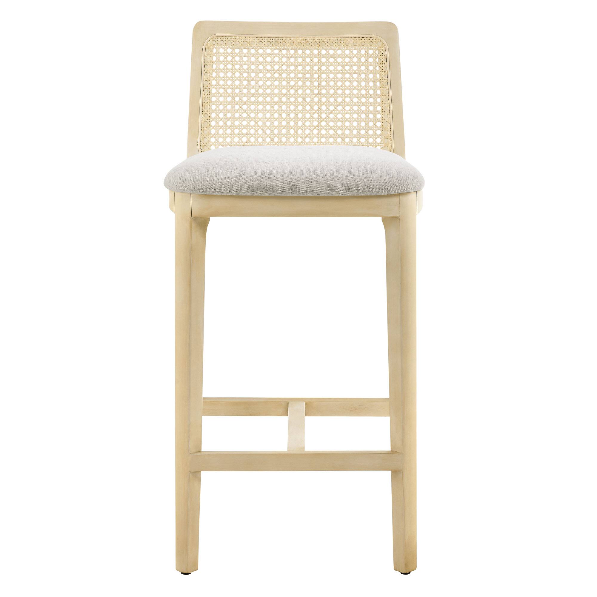 Alt View 4. Modway - Monarch Wood and Rattan Counter Stool by Modway - Antique White Natural Heathered Weave Ivory.