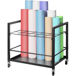VEVOR - Blueprint Storage Rack, 20 Slots Blueprint Holder with Wheels, Mobile Metal Blueprint Storage Cart - Black