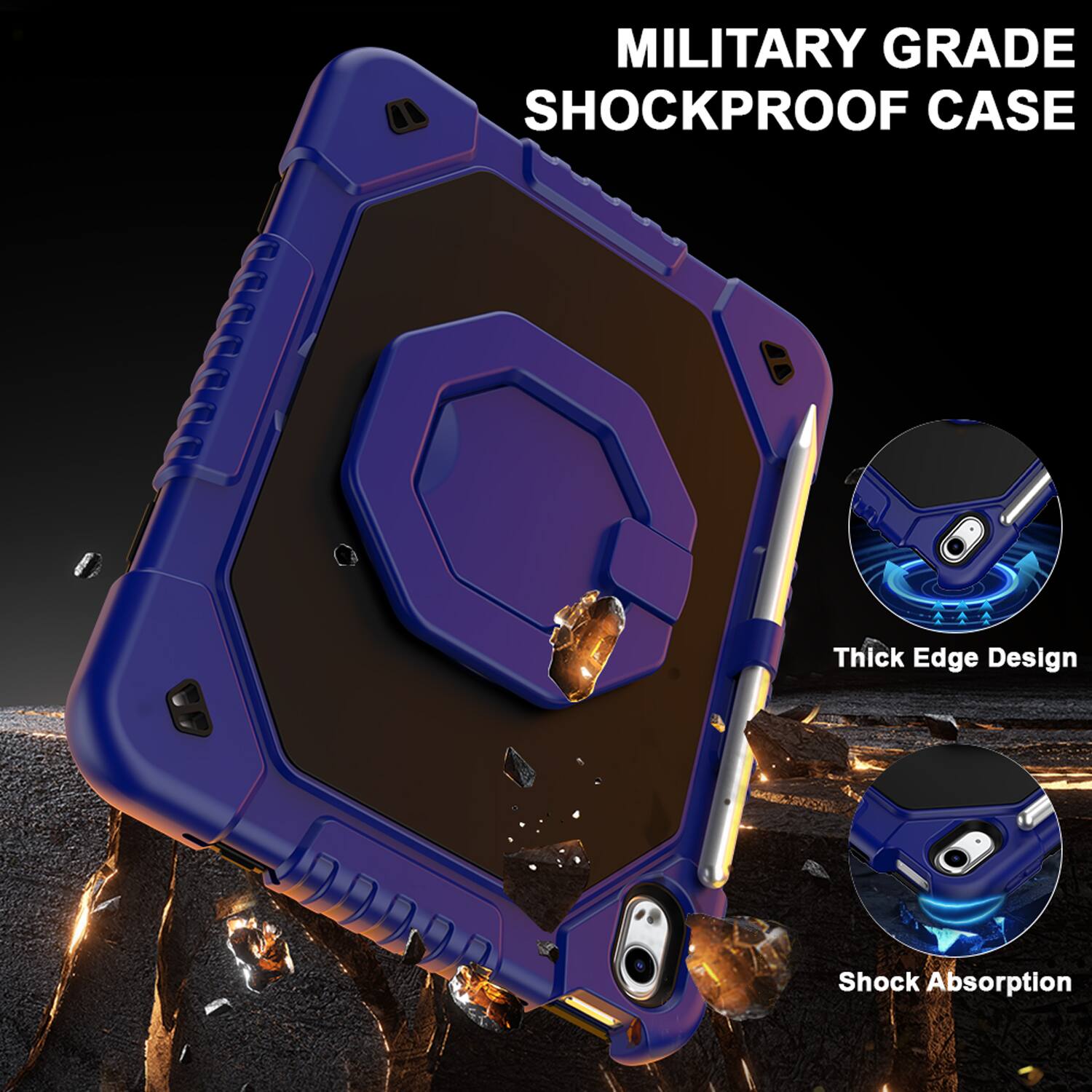 MILITARY GRADE SHOCKPROOF CASE

Thick Edge Design

Shock Absorption