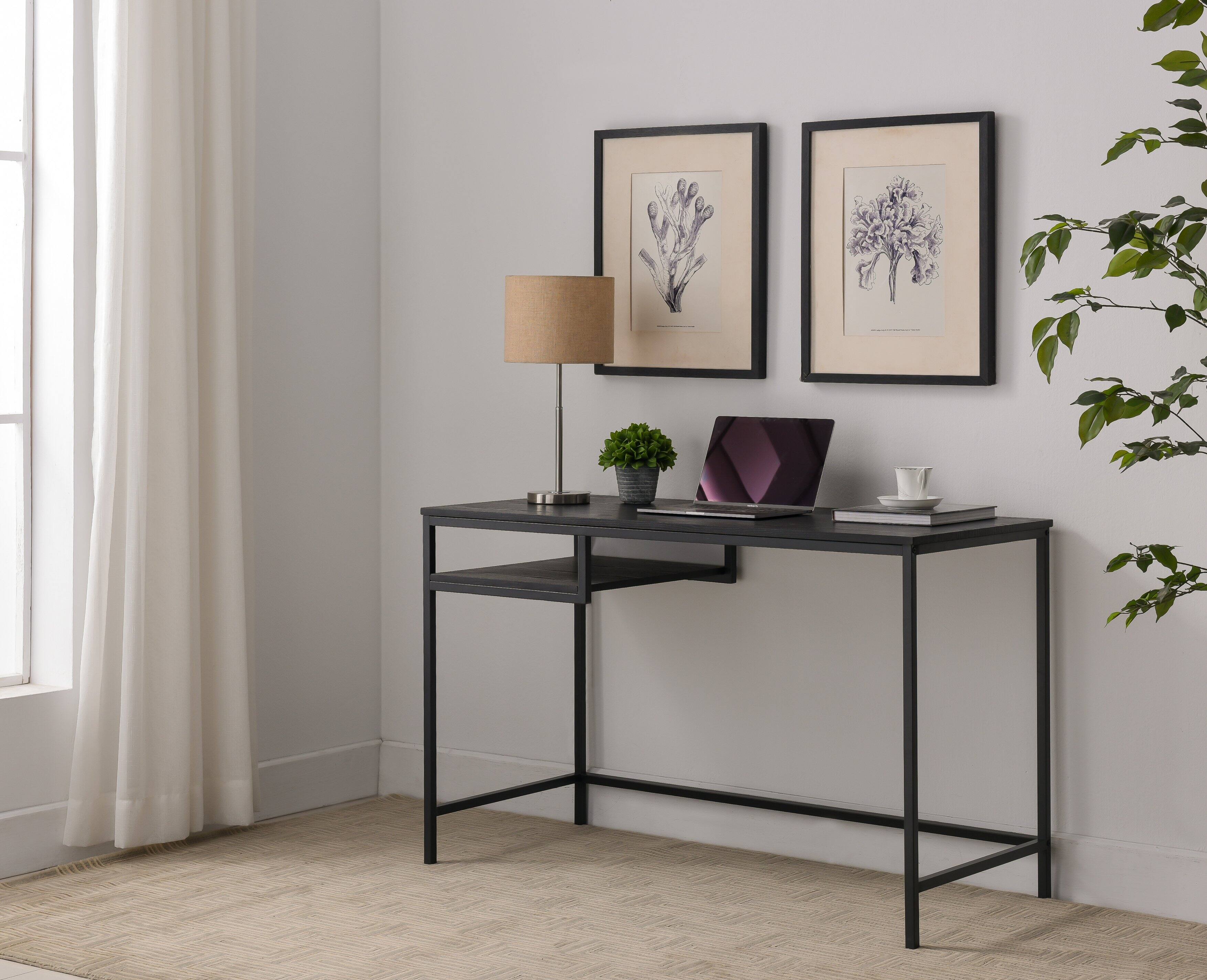 Front. Kings Brand Furniture - Kings Brand Furniture Julian Writing/Laptop Desk, Black Metal & Wood - Black.