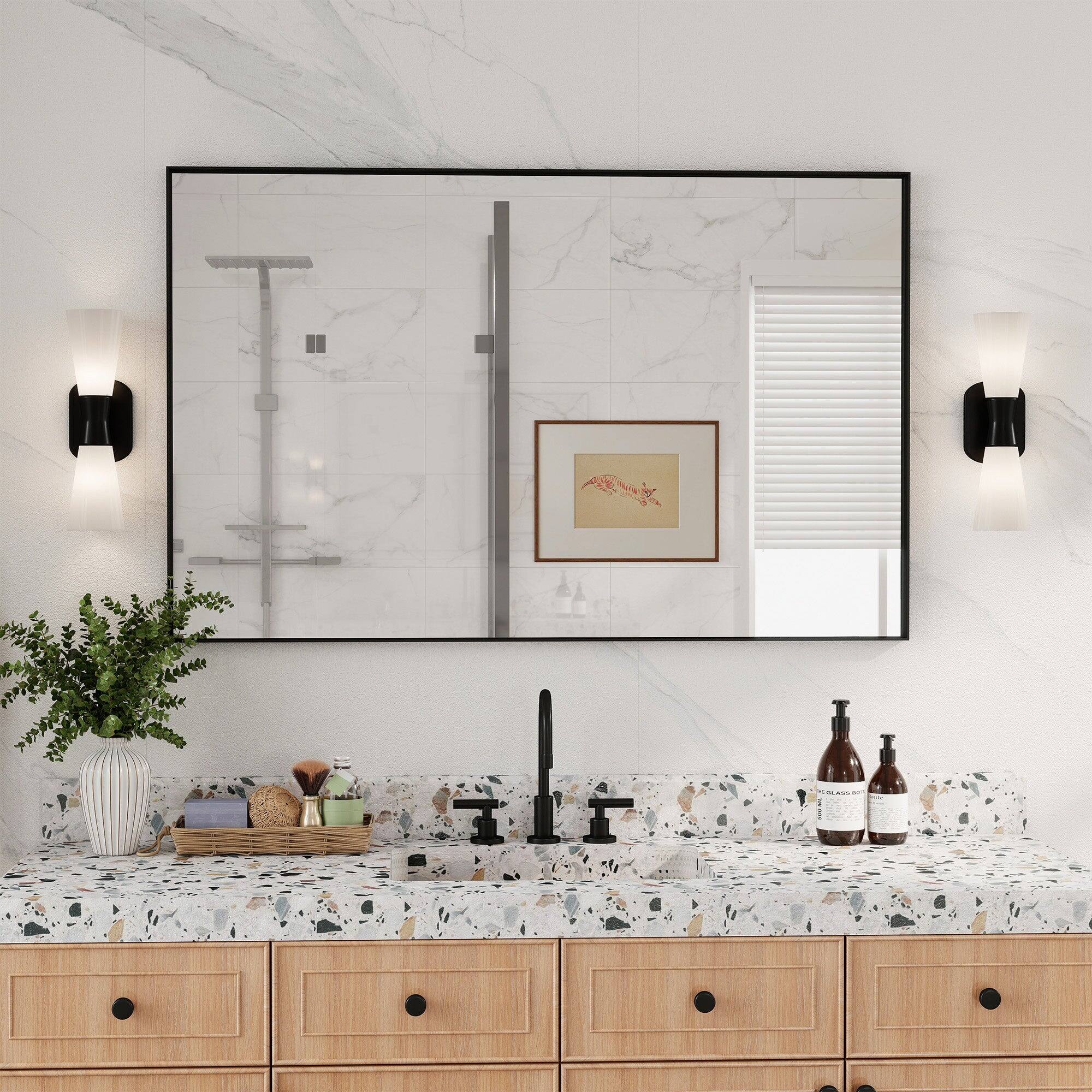 Alt View 1. Boyel Living - 24 x 32 in Rectangle Square Right-Angle Mirror with Matte Black Aluminum Frame.