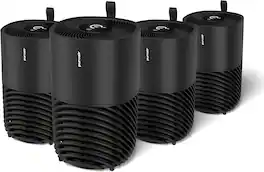 PuroAir - 130i Smart HEPA Air Purifier for Bedroom - 4-Pack Covers Up To 600 Sq Ft - Black