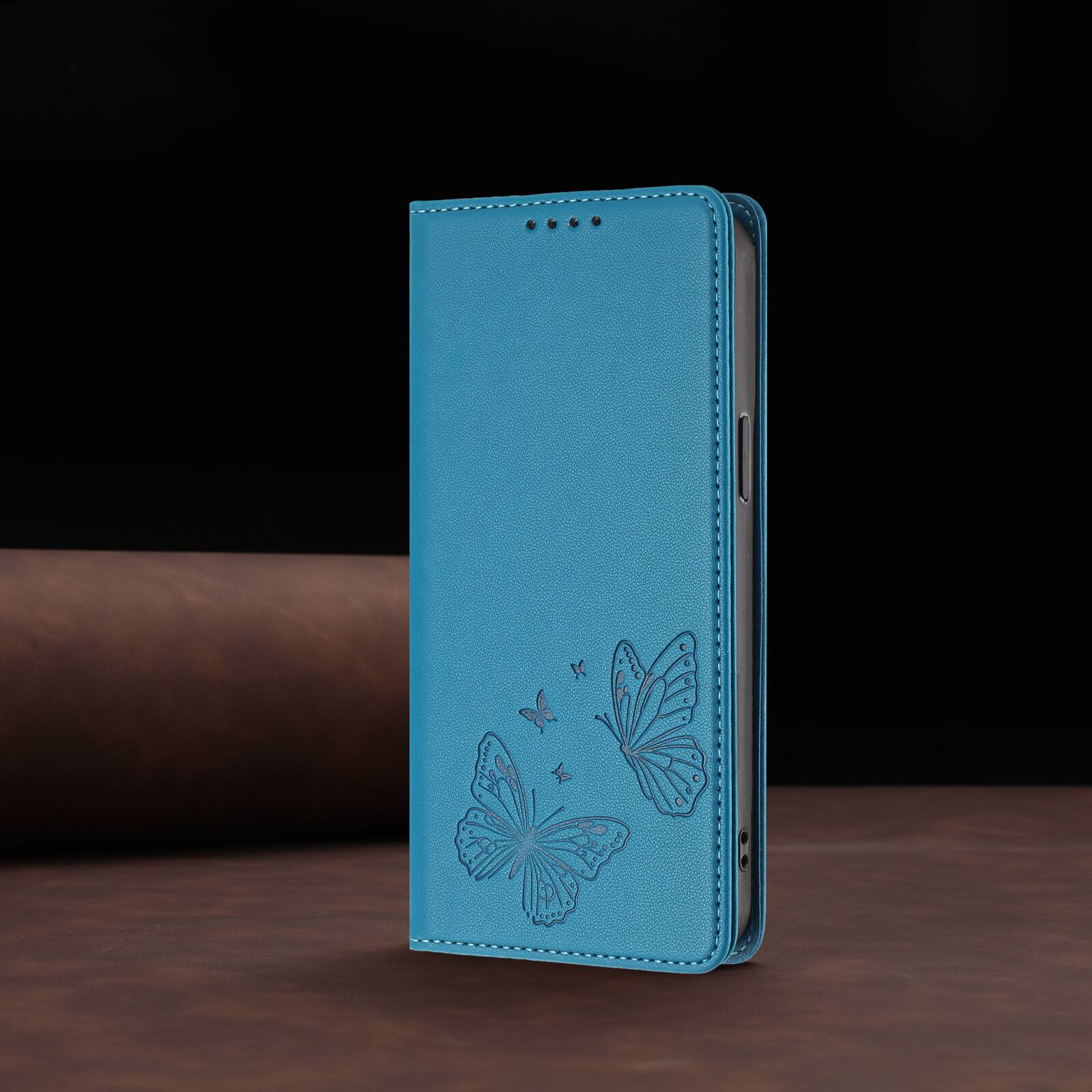 Alt View 7. Dteck - For Motorola Moto G Play (2026) Butterfly Embossed PU Leather RFID Blocking Flip Kickstand Wallet Case with Card Slots - Blue.