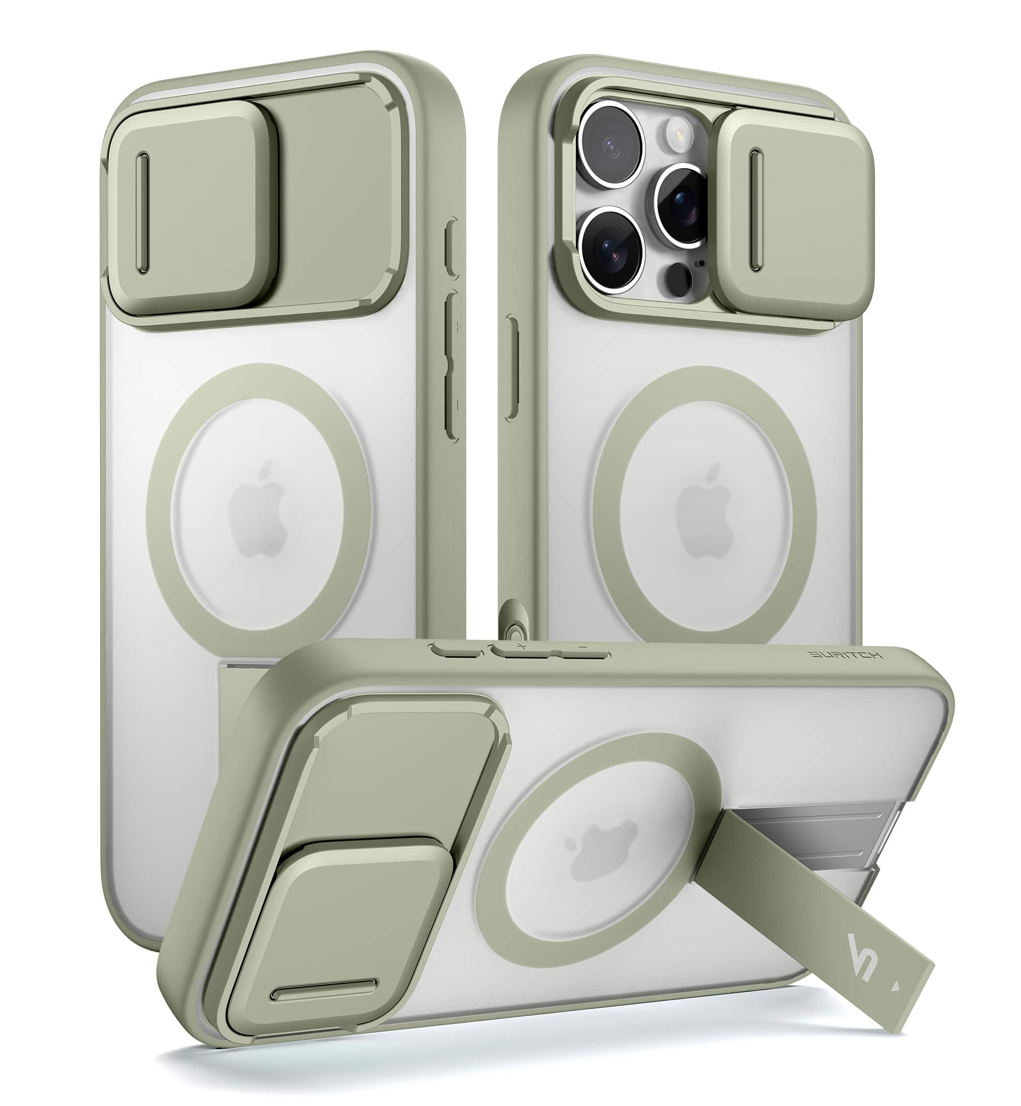 SURITCH - Rugged Case for iPhone 16 Pro, Compatible with MagSafe, Built-in Kickstand & Camera Cover & Translucent Back 6.3 inch - Khaki Green price history on PriceWatchPro
