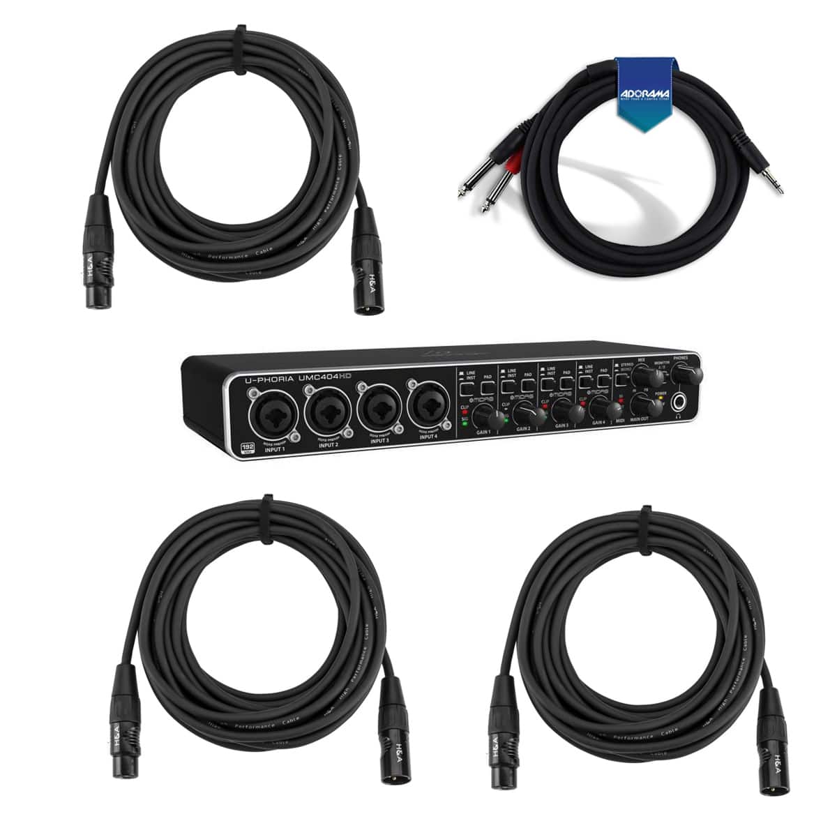 Behringer - U-PHORIA UMC404HD USB 2.0 Audio/MIDI Interface, Bundle with Cable Pack