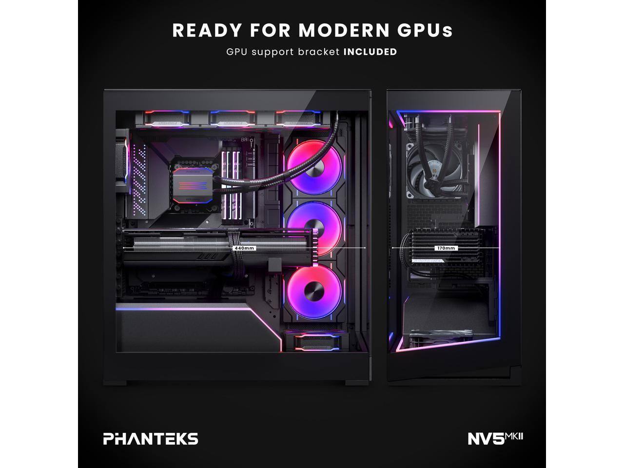 READY FOR MODERN GPUs  
GPU support bracket INCLUDED  

PHANTEKS NV5 MKII  

170mm  
440mm