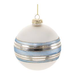 BreeBe - Striped Glass Ball Ornament (Set of 6) - Silver, Blue