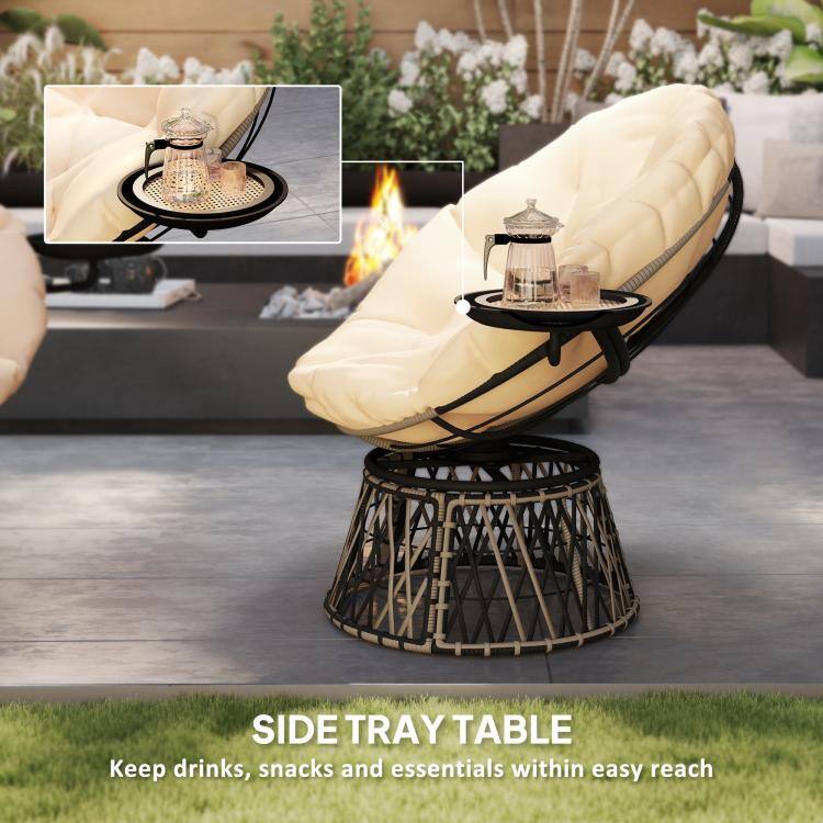 PULUZ 360 Degrees Swivel Outdoor Papasan Chair, 39 inch Overstuffed ...