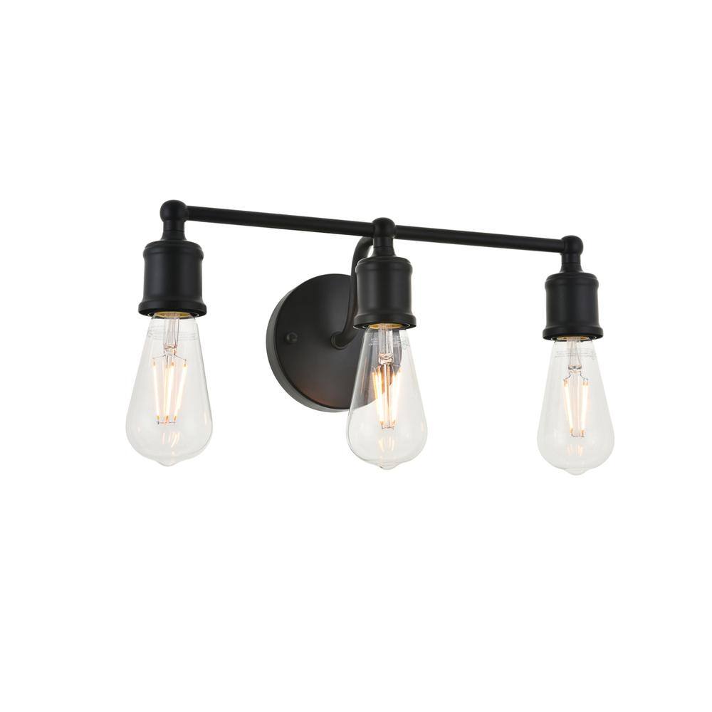 Alt View 7. Living District - Serif 3 light black Wall Sconce - Black.