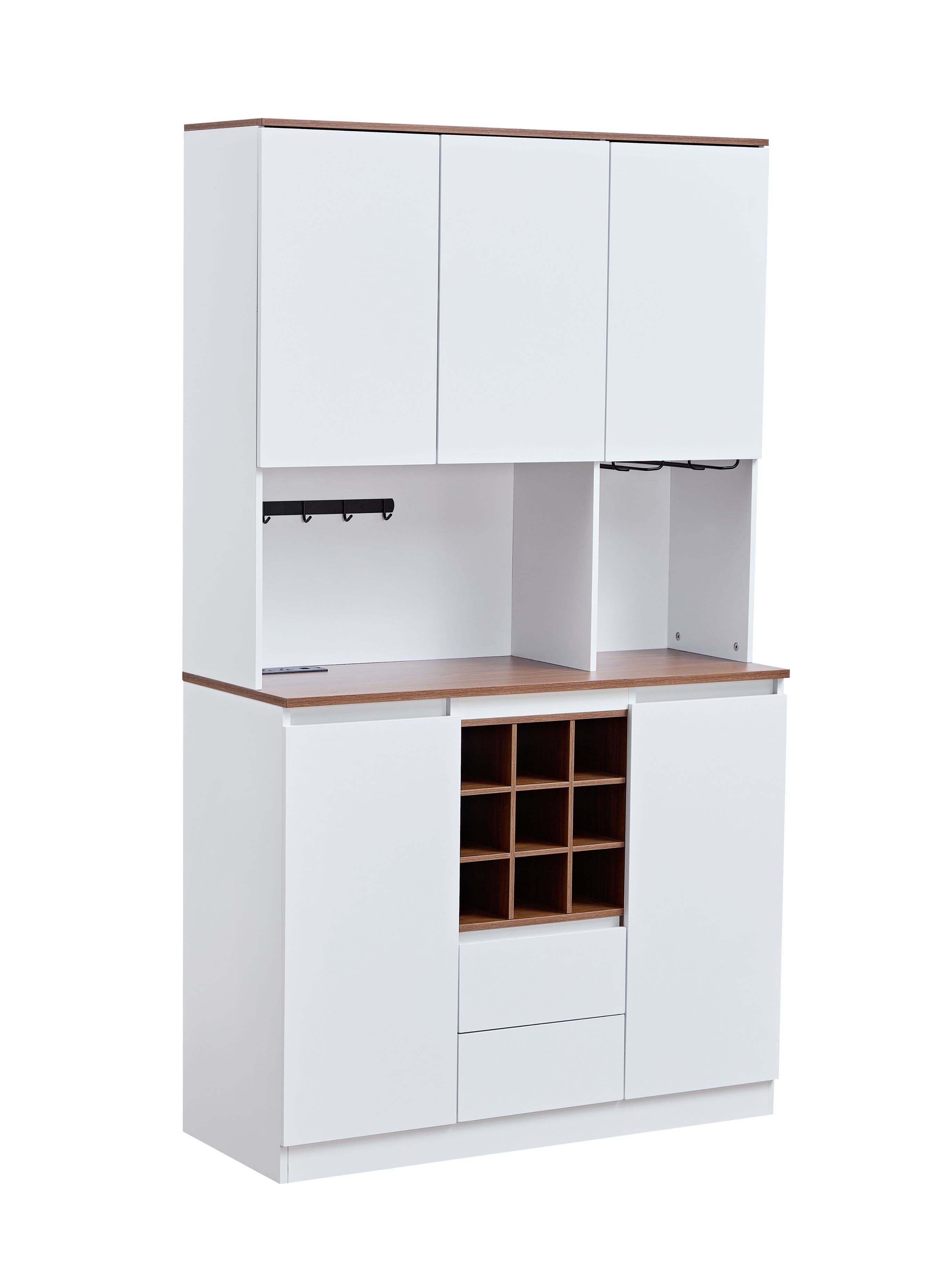 Dexmalle - Dexmalle-68.9'' Kitchen Storage Cabinet with Powerlet Charge,Hook,Wine Cabinet - White