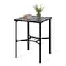 Nuu Garden - Outdoor 28" Square Bar Table with Mesh Top and 1.57" Umbrella Hole - Black with Gold Speckles