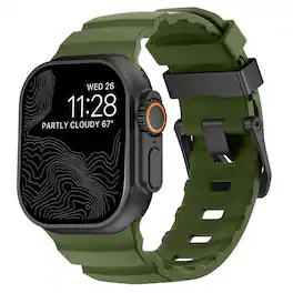 Dteck - Sport Band for Apple Watch Ultra 49mm/Series 11 10 9 8 7 6 5 4 SE 44/45/46mm, Durable Silicone Strap with Metal Hardware - Armygreen-Black Buckle