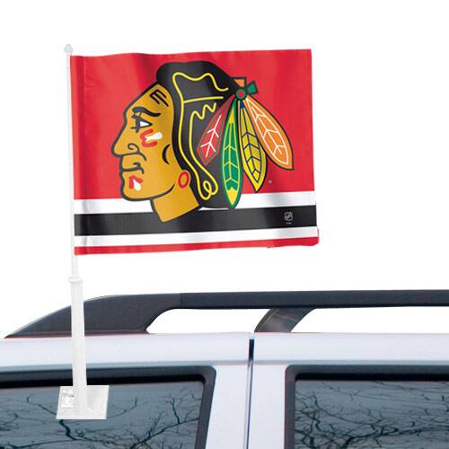Front. WinCraft - Chicago Blackhawks 11" x 13" Two-Sided Car Flag - Multicolor.