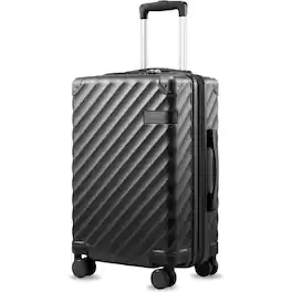 LUGGEX - 20 Inch Carry-On Luggage Airline Approved Expandable Polycarbonate Hard Shell Suitcase for Travelling - LX-ZX - Black