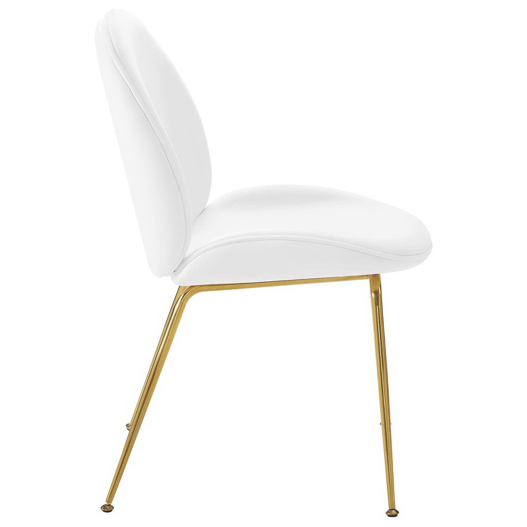 Back. Modway - Scoop Gold Stainless Steel Leg Performance Velvet Dining Chair by Modway - White.