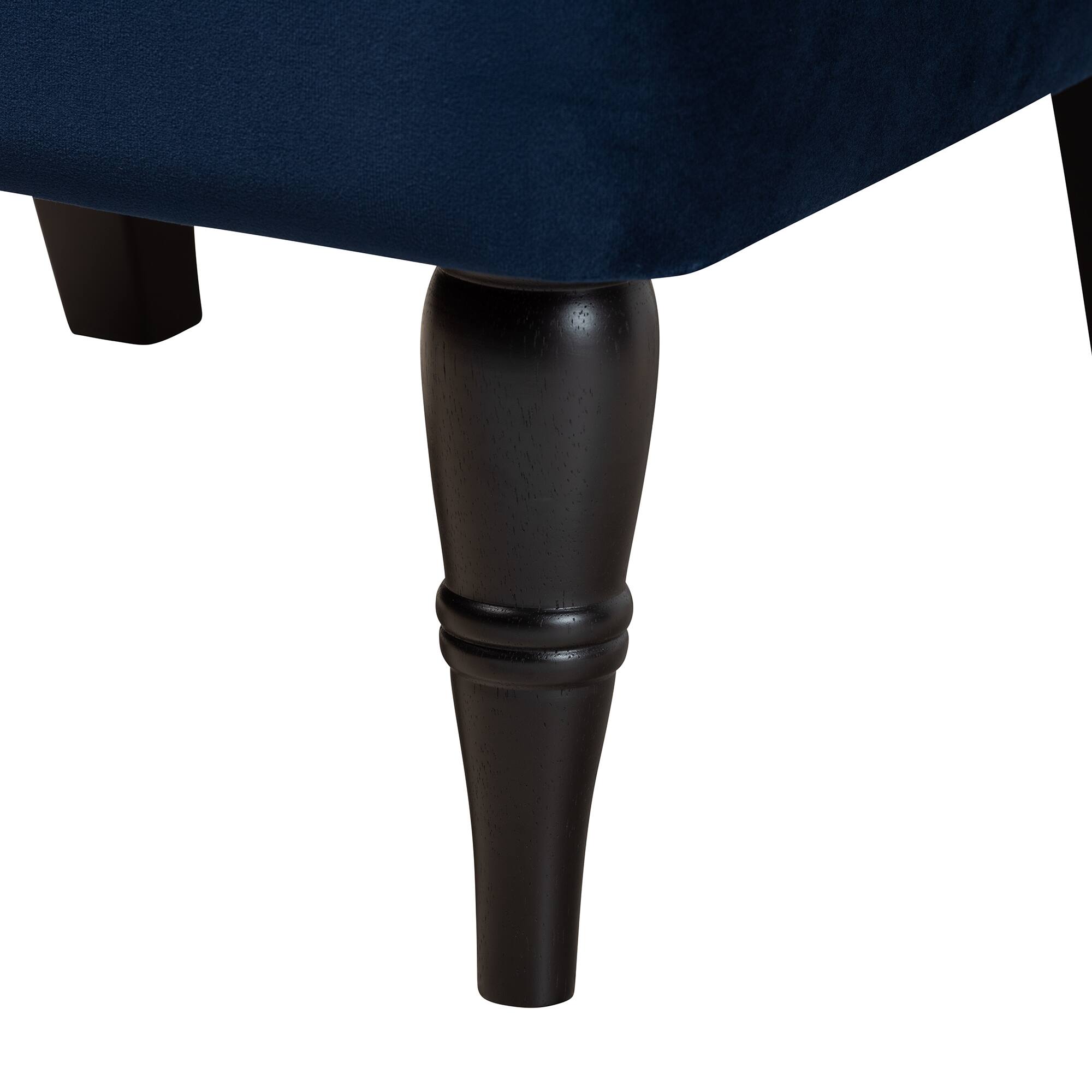 Alt View 2. Baxton Studio - Harmon Modern and Contemporary Transitional Velvet Fabric Upholstered and Finished Wood Accent Chair - Navy Blue/Black.