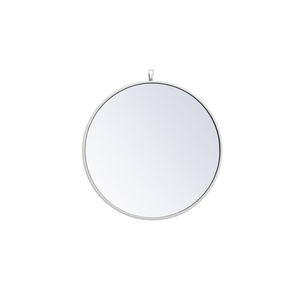 Alt View 2. Elegant Decor - Metal Frame Round Mirror With Decorative Hook 21 Inch In White - White.