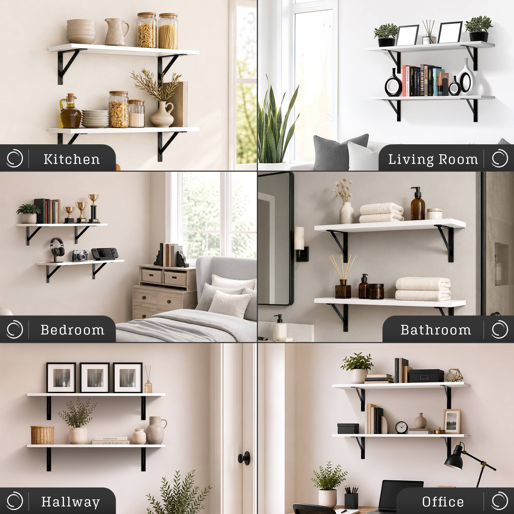 Kitchen  
Living Room  
Bedroom  
Bathroom  
Hallway  
Office