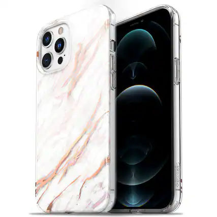 Front. Vena - MELANGE Chic Design Slim Protective Case for Apple iPhone 12 Pro Max - White Marble - Multicolored.