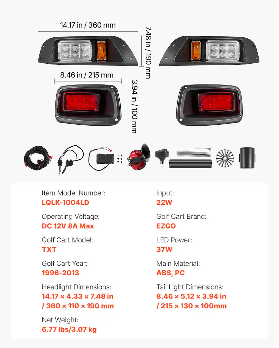 VEVOR Golf Cart Light Kit,12 Volt,Street Legal LED Headlight and Tail ...