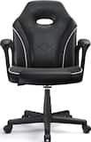 ACGAM - Gaming Chair Breathable Fabric PVC Leather Ergonomic Office Chair-Slim Swivel Adjustable Computer Desk Chair w/ Armrests - Black