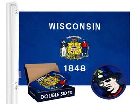 G128 - Wisconsin State Flag 210D Embroidered Polyester Double-Sided 3x5 ft - Assorted Colors