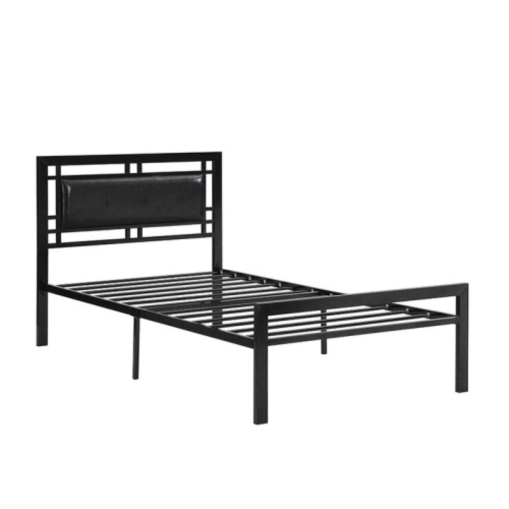 Back. LUCKY ONE - Twin Size Metal Bed Frame with Sturdy Steel Structure, Noise-Free, No Box Spring Needed, Easy Assembly - Black.