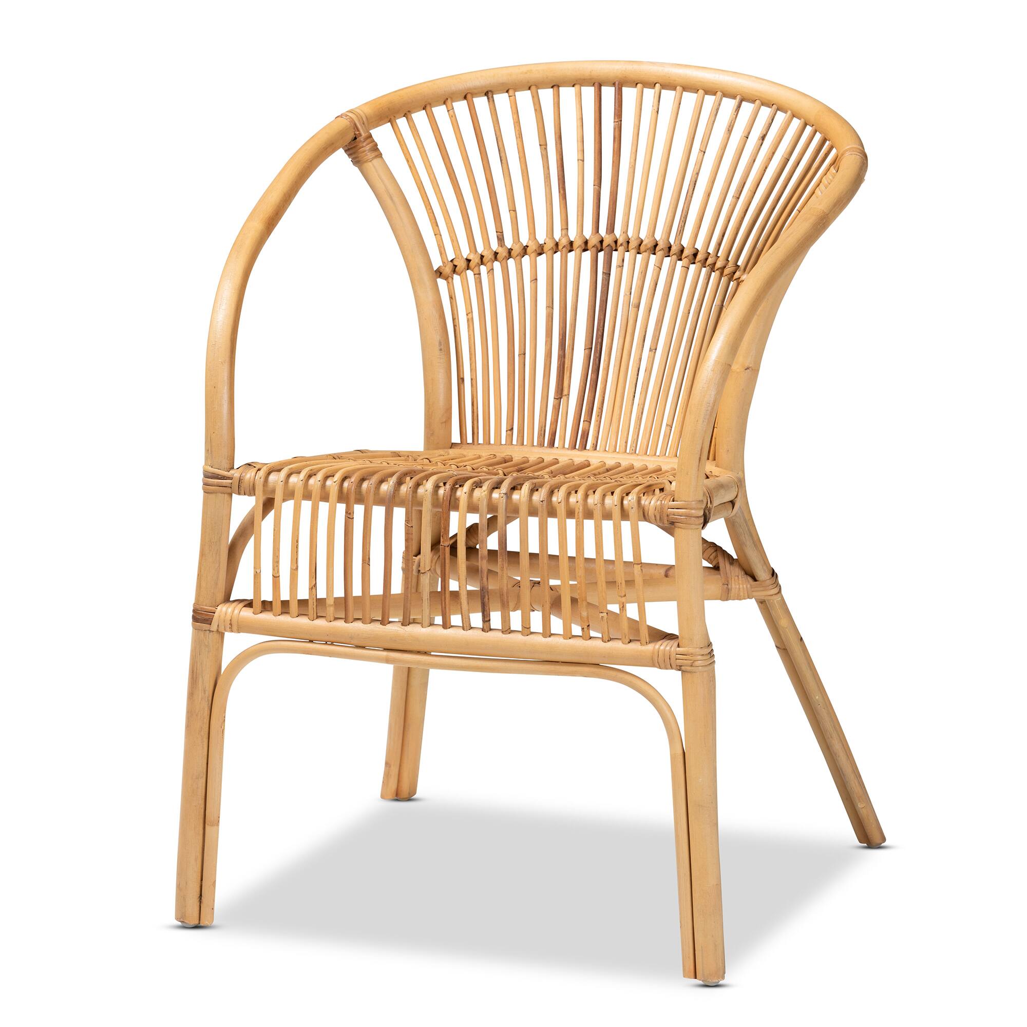 Front. bali & pari - Murai Modern Bohemian Rattan Dining Chair - Natural Brown.