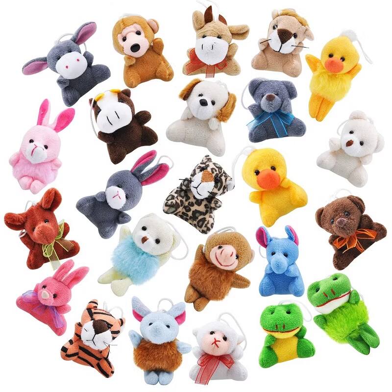 Joyfy - 24 Pcs Party Favors for Kids 3" Mini Stuffed Animals Bulk Cute Small Plush Toys, Animals Keychain for Birthday Supplies