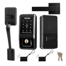 VEVOR - Keyless Entry Door Lock with Handle Set, Touchpad Electronic Deadbolt with IC Card, Customizable User Codes, Keyed Entry - Black
