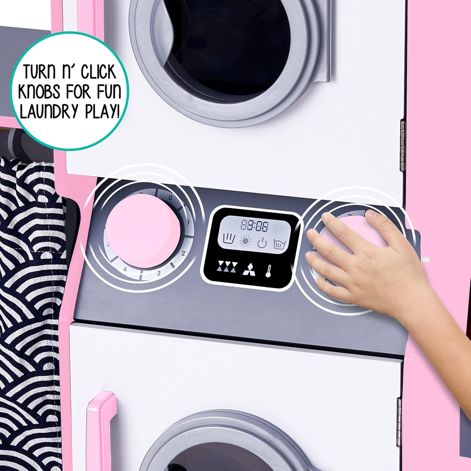 TURN n' CLICK KNOBS FOR FUN LAUNDRY PLAY! 0 i - - 88:08  2 MII 4 1 1 3