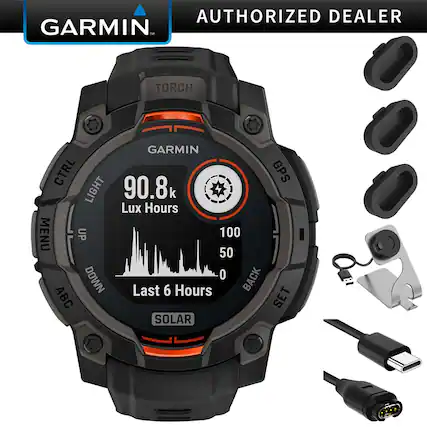 AUTHORIZED DEALER
GARMIN
TORCH
GARMIN
CTRL
GPS
LIGHT
90.8k
Lux Hours
MENU
UP
100
50
DOWN
0
BACK
Last 6 Hours
ABC
SET
SOLAR