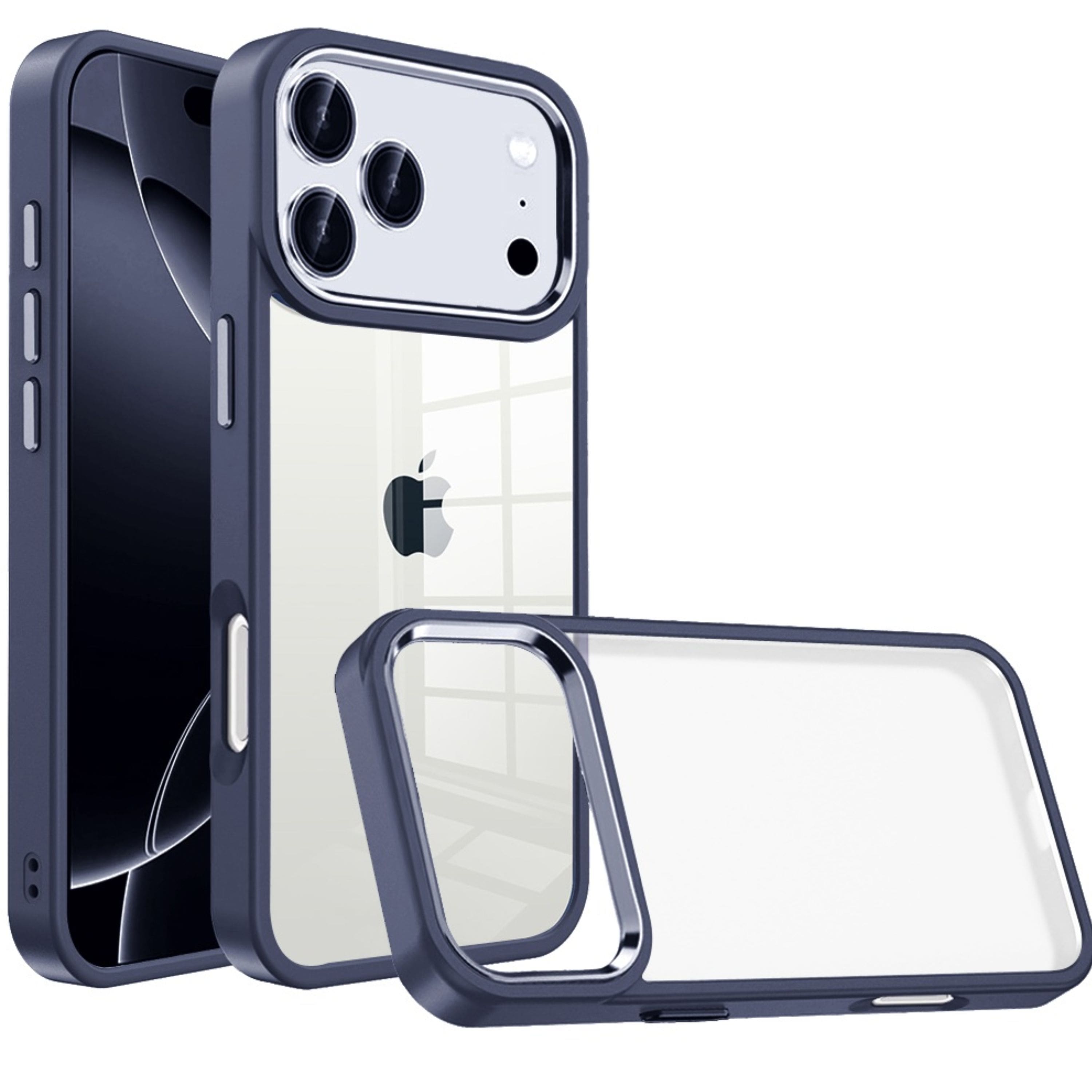 Kitcheniva - Metallic Button Raised Edge Case With Tempered Glass For iPhone 17 Pro Max - Blue price history on PriceWatchPro