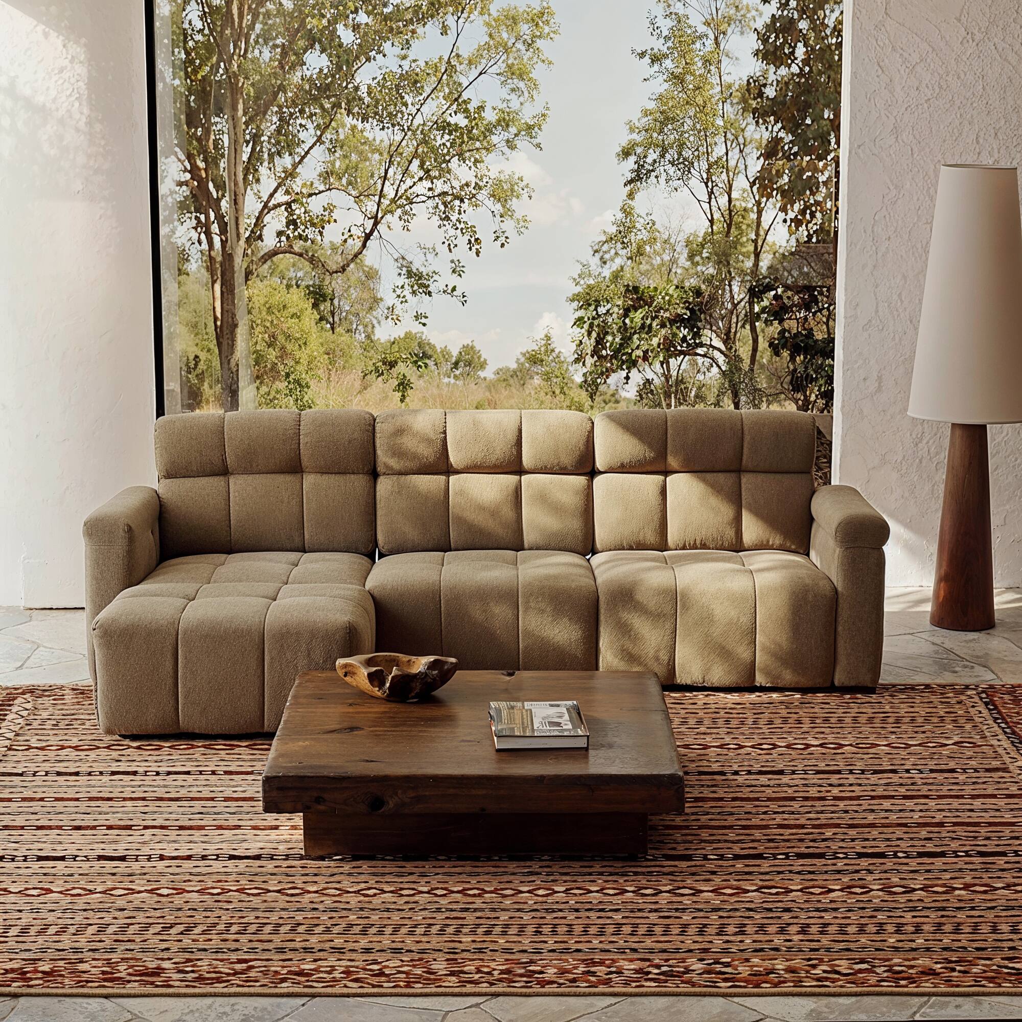 Angle. Homsee - High Back L-Shaped Chenille Sectional Sofa, 4-Seater Couch with Firm Cushion, Modern Comfy Living Room Furniture - Brown.