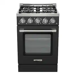 Unique Appliances - Off-Grid 24 in. Wide 4 Burner 3.75 Cu. Ft. Freestanding LP Gas Range with Waist-High Broiler and Manual Clean - Black