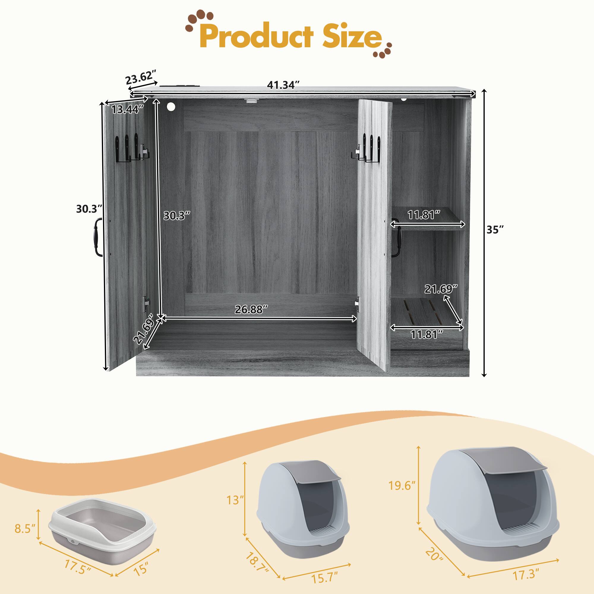 Product Size: 23.62" x 41.34" x 13.44"  
30.3" x 30.3" x 11.81"  
35" x 21.69" x 26.88"  
21.69" x 11.81" x 13"  
19.6" x 8.5" x 17.5"  
15" x 18.7" x 15.7"  
20" x 17.3"