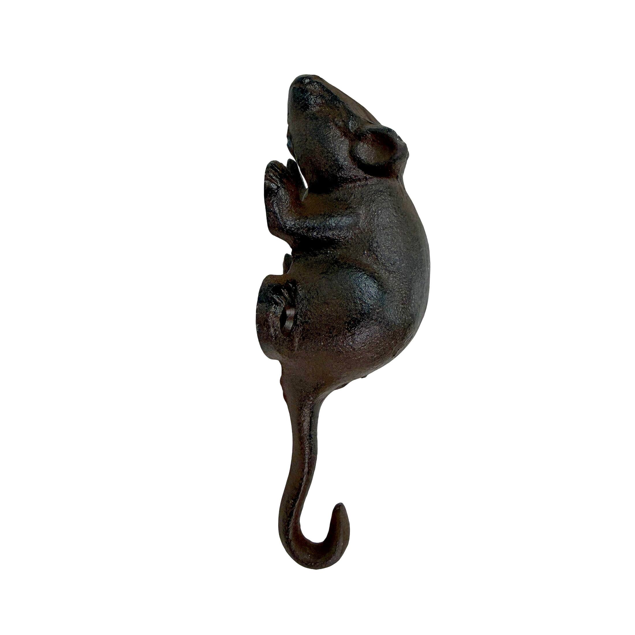 Alt View 8. Things2Die4 - Set of 4 Mouse Wall Hooks Distressed Brown Cast Iron 6 in Decorative - Brown.