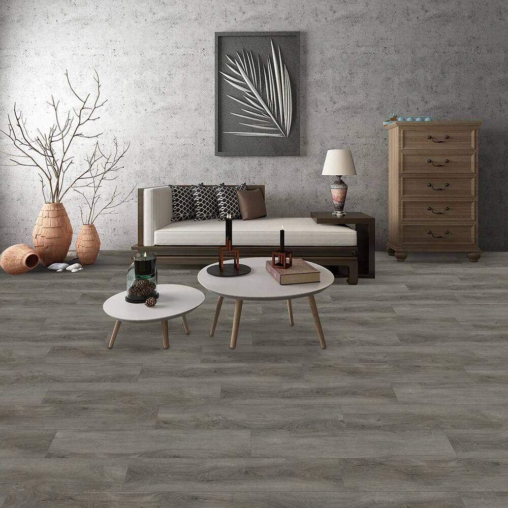 Angle. Dotfloor - 48"x7.2" SPC Composite Flooring; 12 Planks/Box (28.68 sq. ft/Box); 5mm Thick with 1mm IXPE Backing; 12 mil Wear Layer - Colorado Spring.