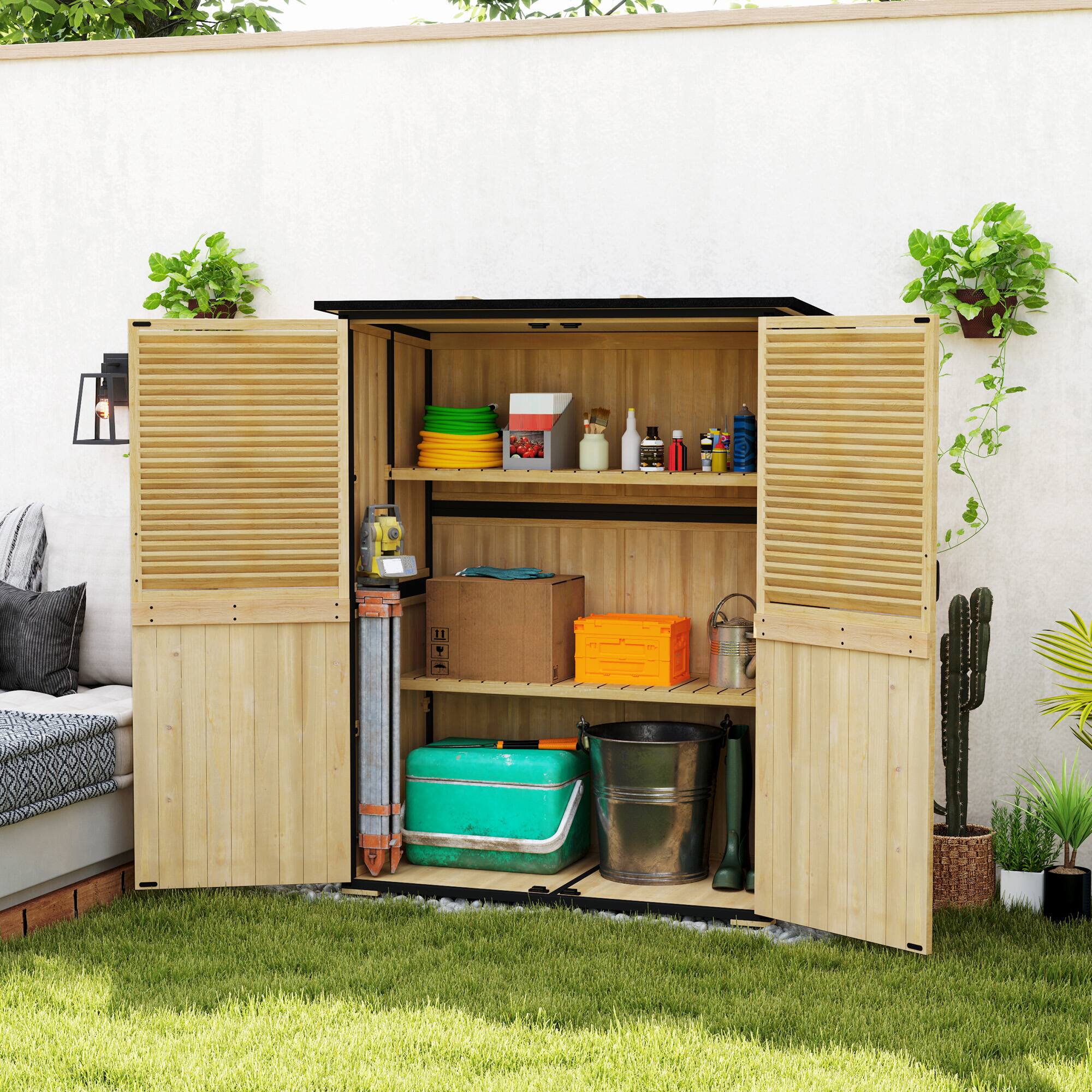 Alt View 1. Outsunny - Storage Shed, Outdoor Garden Shed with Asphalt Roof, 2 Shelves.