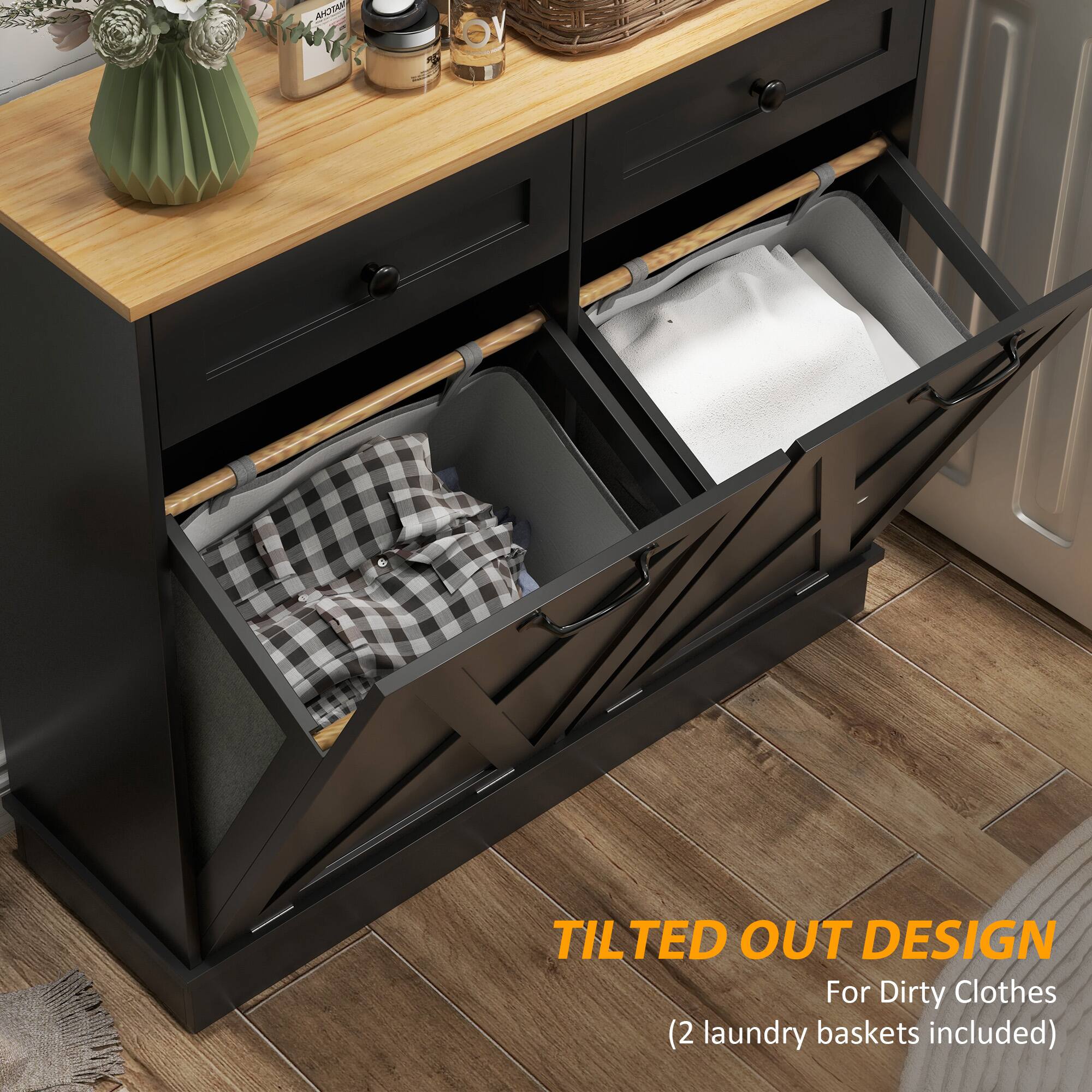 TILTED OUT DESIGN For Dirty Clothes (2 laundry baskets included)