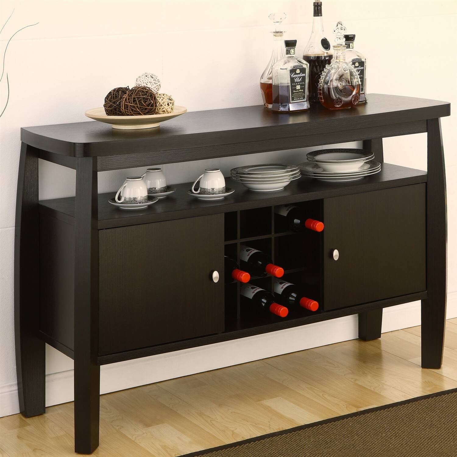 Hivvago - Modern Dining Room Sideboard Buffet Server Console Table - Dark Espresso