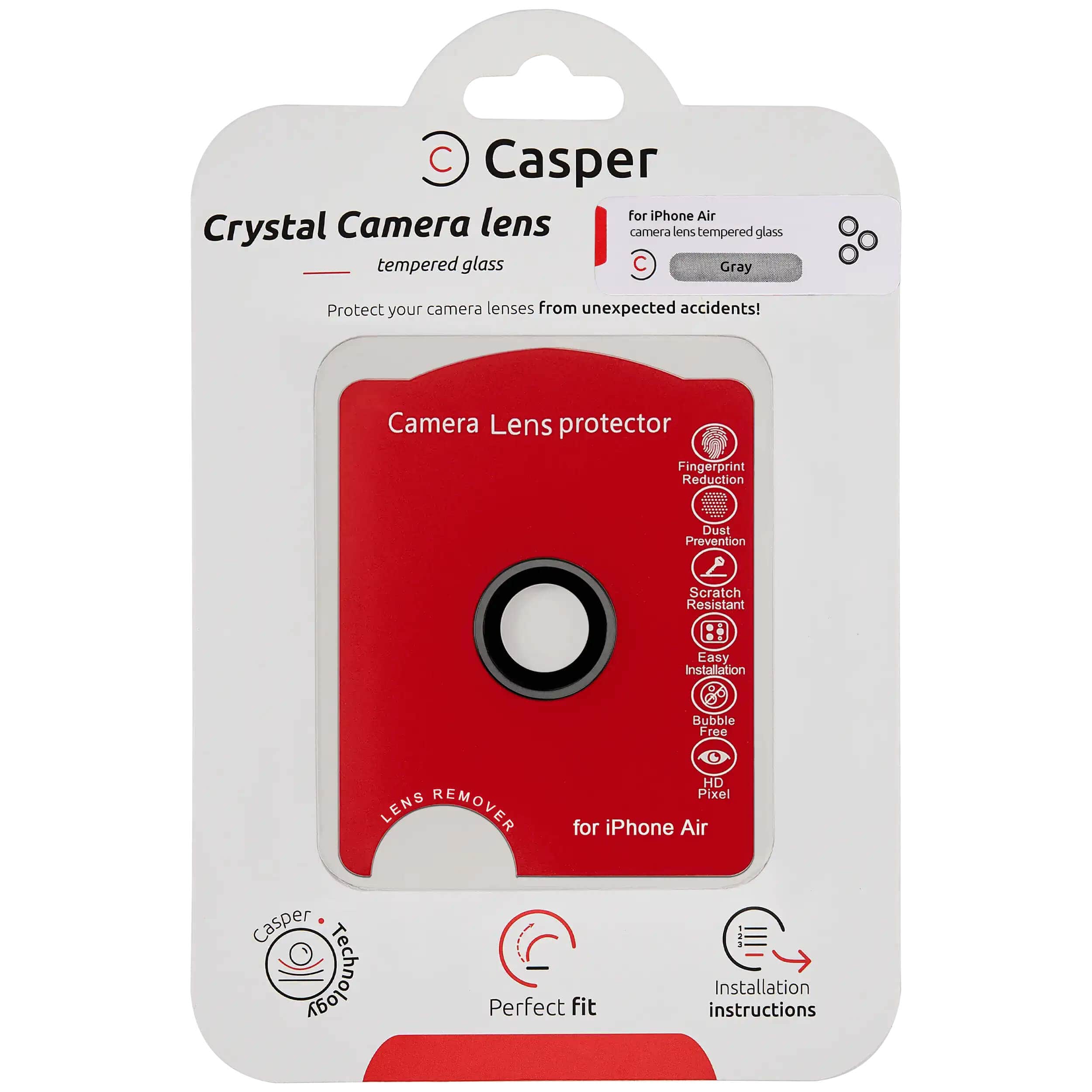 Casper - Camera Lens Protector (Clear) Compatible For iPhone Air - Gray
