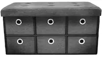 Front. Sorbus - Sorbus Collapsible Storage Bench Chest with Drawers - Entryway, Bedroom Bench, Cubby Drawer Footstool - Gray.